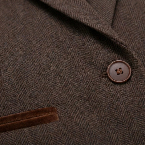 IMW-04 - Women's Brown Tweed Herringbone Blazer Waistcoat