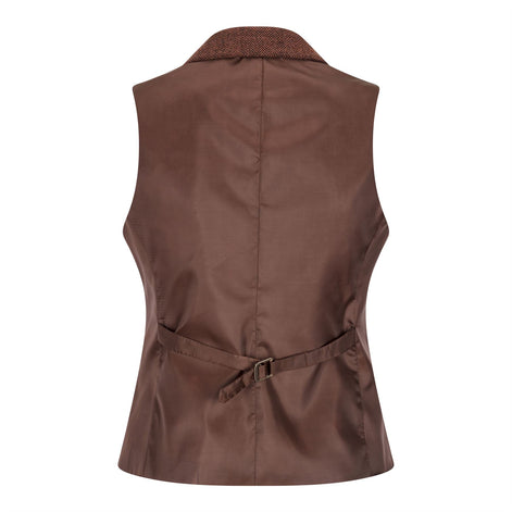 WS-12 - Women's Tweed Suit Blazer Trousers Waistcoat Herringbone Wool Rust Brown