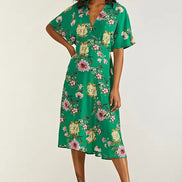 Yumi Green Floral Kimono Midi Dress