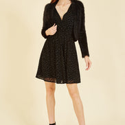 Yumi Black Eyelash Knit Bolero
