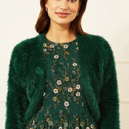 Yumi Green Eyelash Knit Bolero