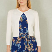 Yumi Ivory Diamante Button Cropped Cardigan