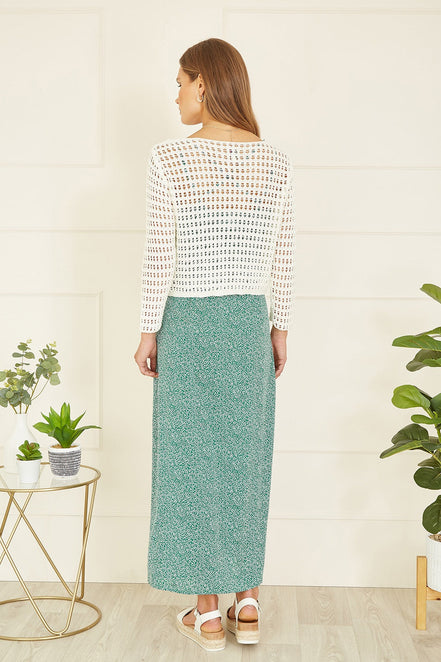 Yumi Ivory Cotton Crochet Twisted Bolero Top