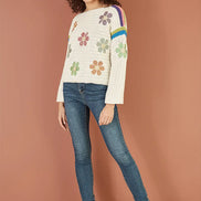 Yumi Cream Crochet Flower Jumper