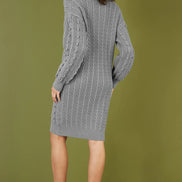 Yumi Grey Cable Knit Tunic Dress