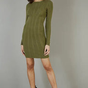 Yumi Green Shimmer Fitted Midi Dress with Button