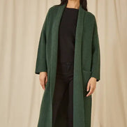 Yumi Green Knitted Maxi Cardigan with Pockets