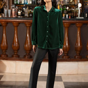 Yumi Green Velvet Relaxed Fit Shirt