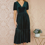 Yumi Green Velvet Midi Dress