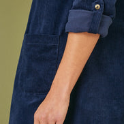 Yumi Navy Cord Tunic Dress with 3/4 Sleeves and Pockets