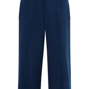 Yumi Navy Cord Cropped Wide Leg Trousers with Pockets
