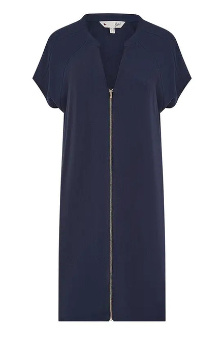 Yumi Navy Viscose Zip Tunic Dress