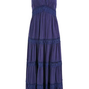 Yumi Navy Lace Tiered Strappy Maxi Dress
