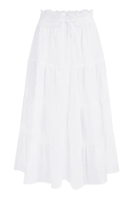 Yumi White Midi Boho Skirt