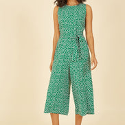 Yumi Green Ditsy Daisy Sleeveless Culotte Jumpsuit