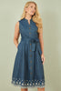 Classic Embroidered Chambray Dress — Blue for women, styled for everyday