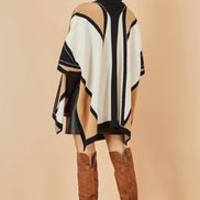 Yumi Brown Colour Block Cape