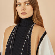 Yumi Brown Colour Block Cape
