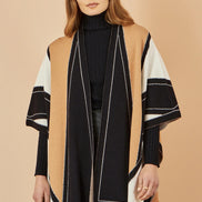 Yumi Brown Colour Block Cape