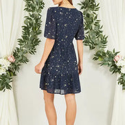 Yumi Navy Star Print Skater Dress