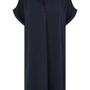 Yumi Navy Relaxed Fit Collared Tunic Dress