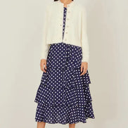 Yumi Ivory Eyelash Knit Cropped Cardigan
