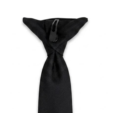 Men's Black Clip-On Textured Pre-Tied Necktie