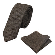 Men's Tweed Herringbone Tie & Pocket Square Set