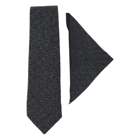 Men's Tweed Tie Hankie Set Classic British Heritage Wool Herringbone