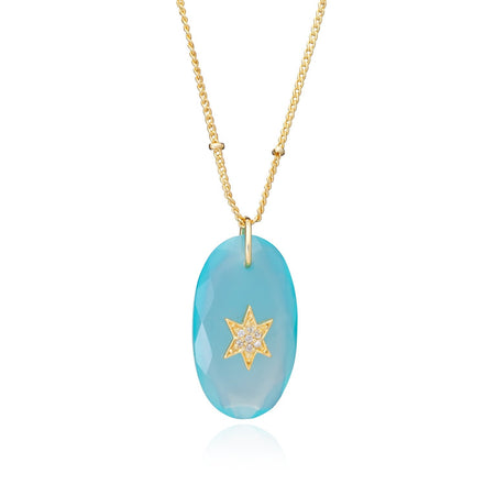 Troy Oval Gemstone Star Pendant  Pariba Onyx