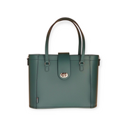 Leather Mini Twist Lock Shopper Bag - Pine