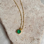 Tetra Square Gemstone Pendant: Green Onyx