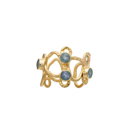 Thalia Adjustable Gemstone Ring: Labradorite