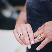 Azteca Gold Vermeil Ring with Lapis Stone