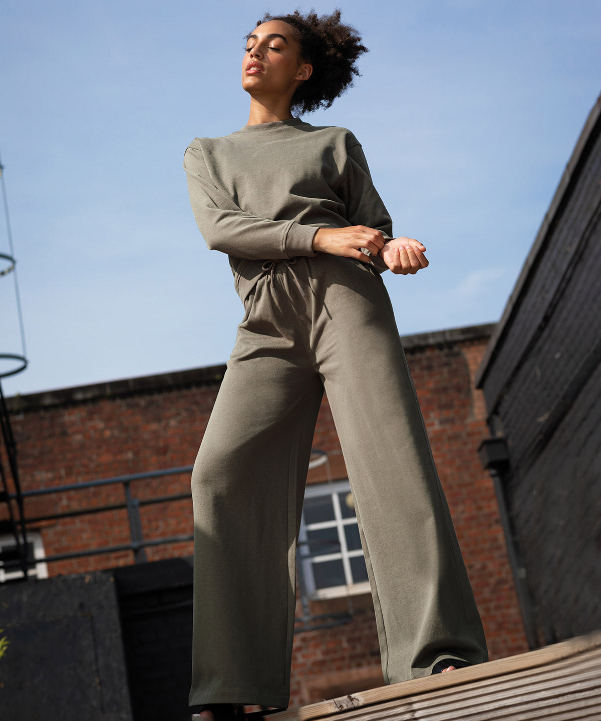 Regenerated Cotton Wide Leg Joggers: Women's