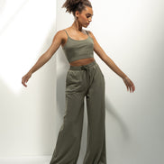 Regenerated Cotton Wide Leg Joggers: Women's