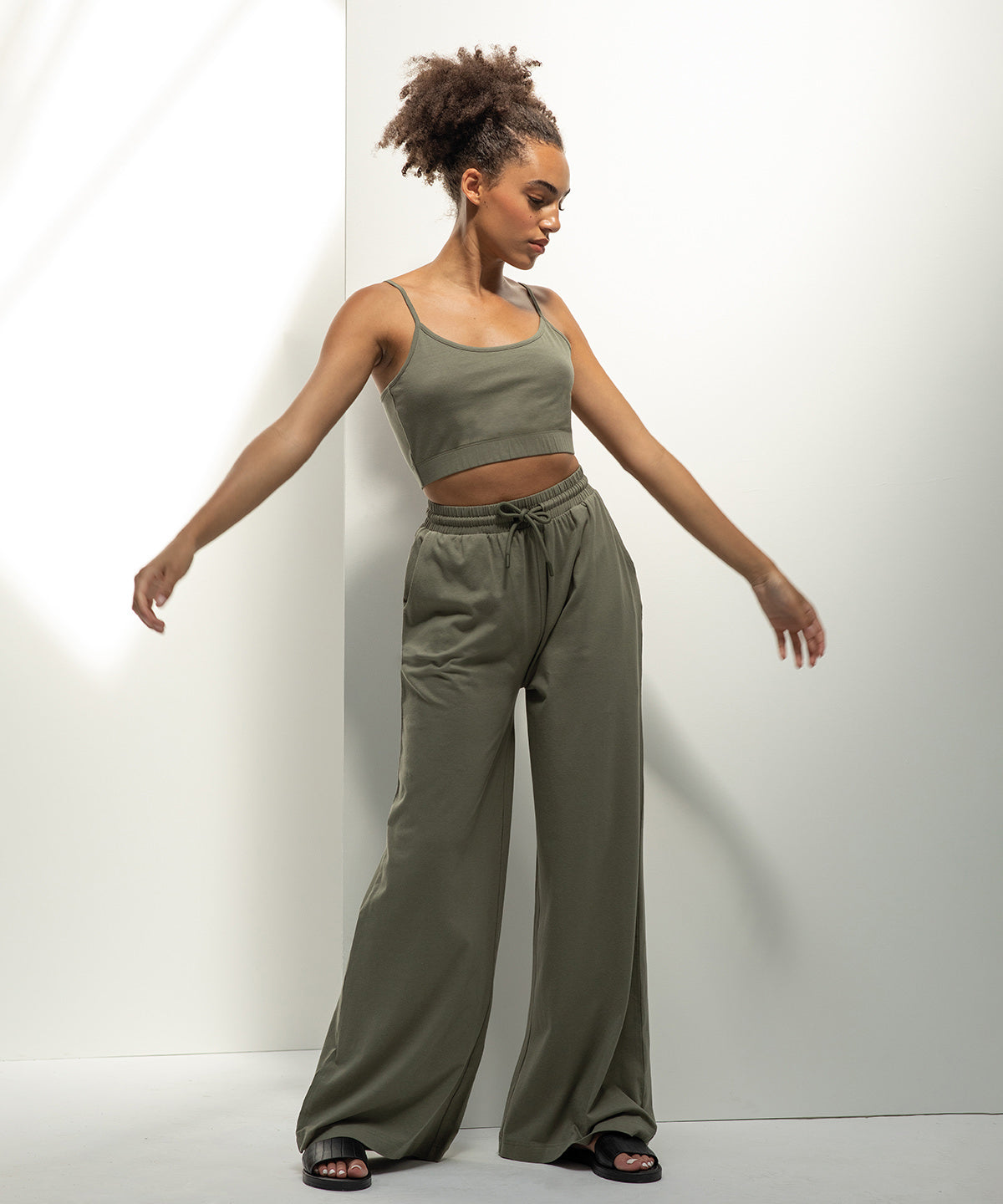 Regenerated Cotton Wide Leg Joggers: Women's