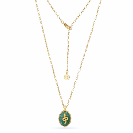 Medusa Gemstone and Snake Motif Pendant: Amazonite