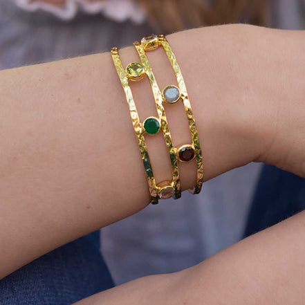 Thalia Gemstone Bangle with Garnet, Peridot, Labradorite & Amethyst
