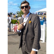 STZ17 - Men's Wool 3 Piece Check Suit Tweed Brown Blinders Gatsby 1920s