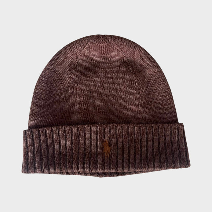 Pony Embroidered Beanie Brown