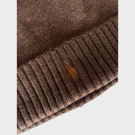 Pony Embroidered Beanie Brown