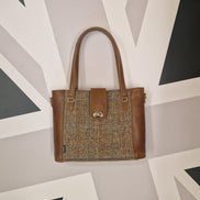 Tannery Tweed & Leather Mini Twist Lock Shopper Bag - Tan