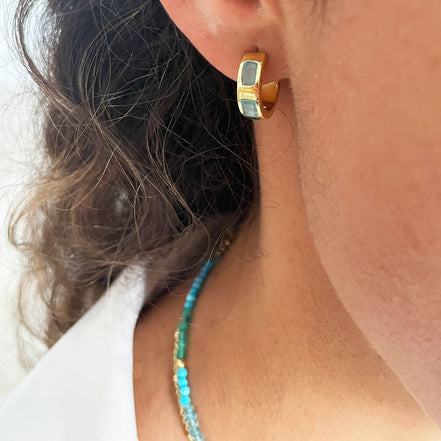 Cora Chunky Huggie Hoops Pariba Onyx