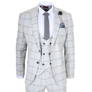 TP-33 - Men's 3 Piece Tailored Fit Grey Plaid Check Suit