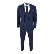 TP-34 - Men's 3 Piece Navy Plaid Check Tailored Fit Suit