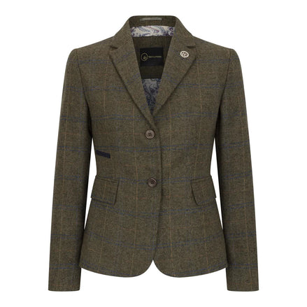 TPSTZ71 - Women's Olive Green Tweed Blazer Waistcoat