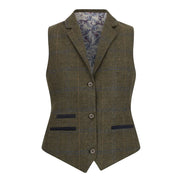 TPSTZ71 - Women's Olive Green Tweed Blazer Waistcoat