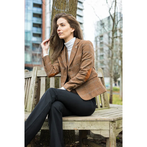 TPSTZ73 - Women's Oak Brown Tweed Blazer Waistcoat