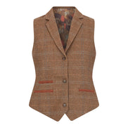 TPSTZ73 - Women's Oak Brown Tweed Blazer Waistcoat